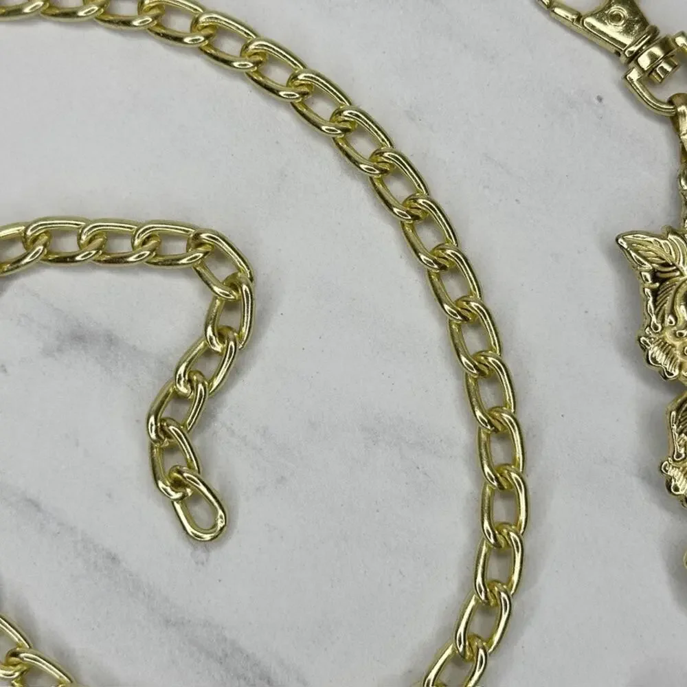Floral Gold Tone Rose Chain Link Belt One Size (OS) ✨